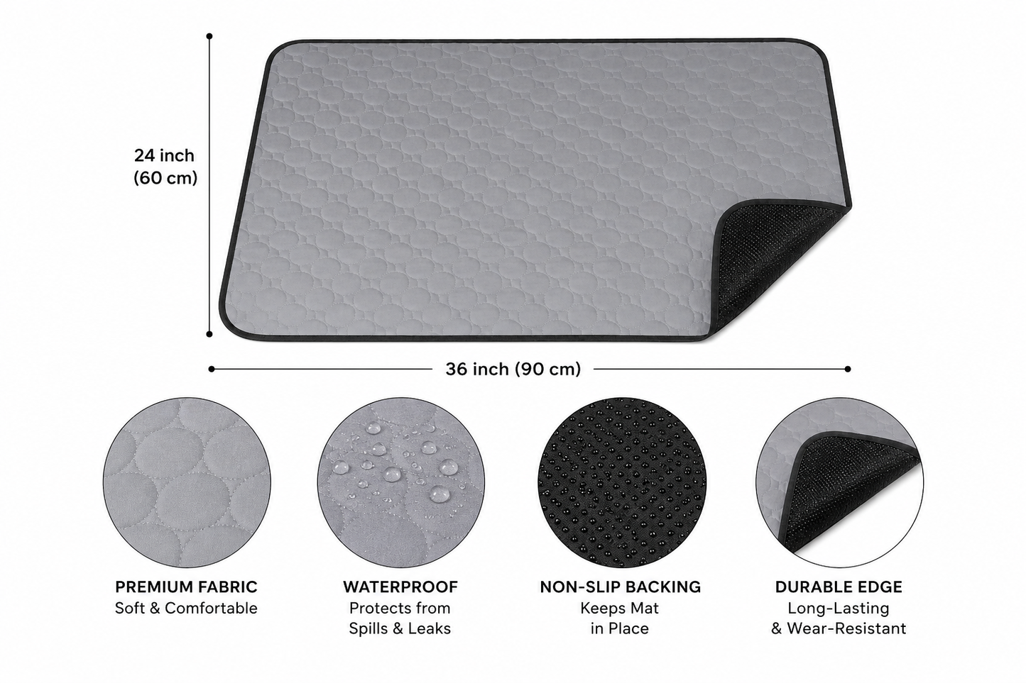 Washable Pet Training Pad – Reusable Non-Slip Pee Mat