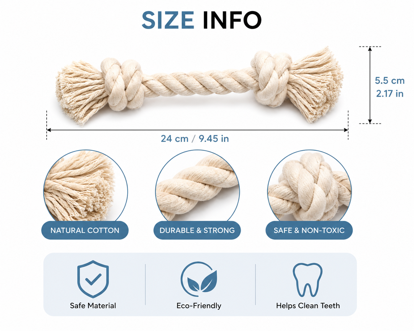 Cotton Rope Dog Tug Toy – Knotted Chew Play Rope
