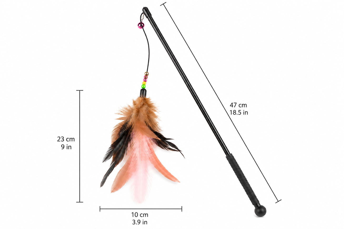 Feather Cat Teaser Wand Toy – Interactive Play Stick