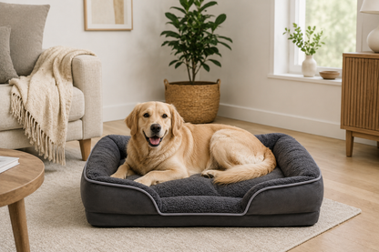 Orthopedic Dog Sofa Bed – Plush Support With Bolster Sides