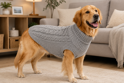 Cable Knit Dog Sweater – Soft Pullover for Small Dogs