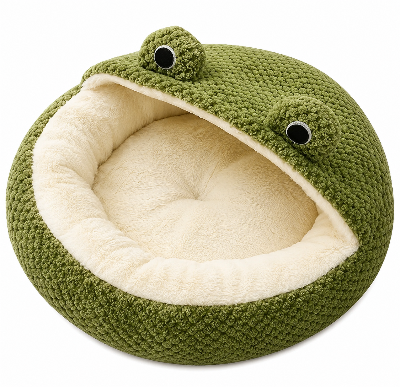 Frog Shape Hooded Pet Cave Bed For Cats And Small Dogs