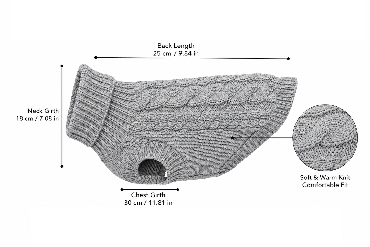 Cable Knit Dog Sweater – Soft Pullover for Small Dogs