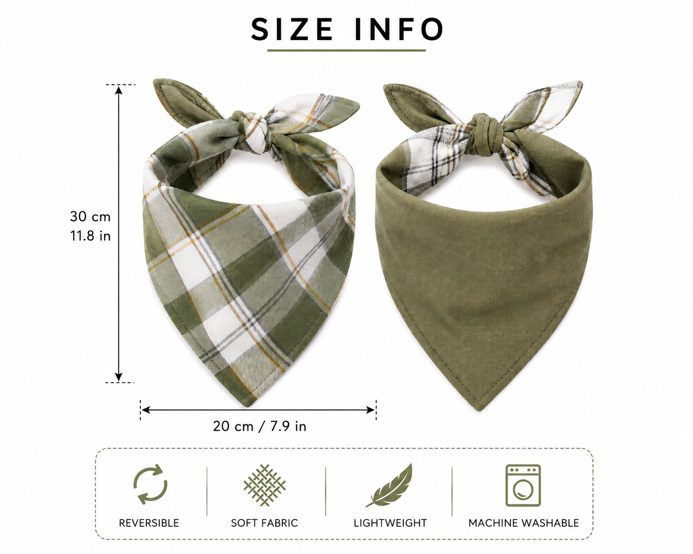 Reversible Dog Bandana Scarf – Soft Tie-On Pet Accessory